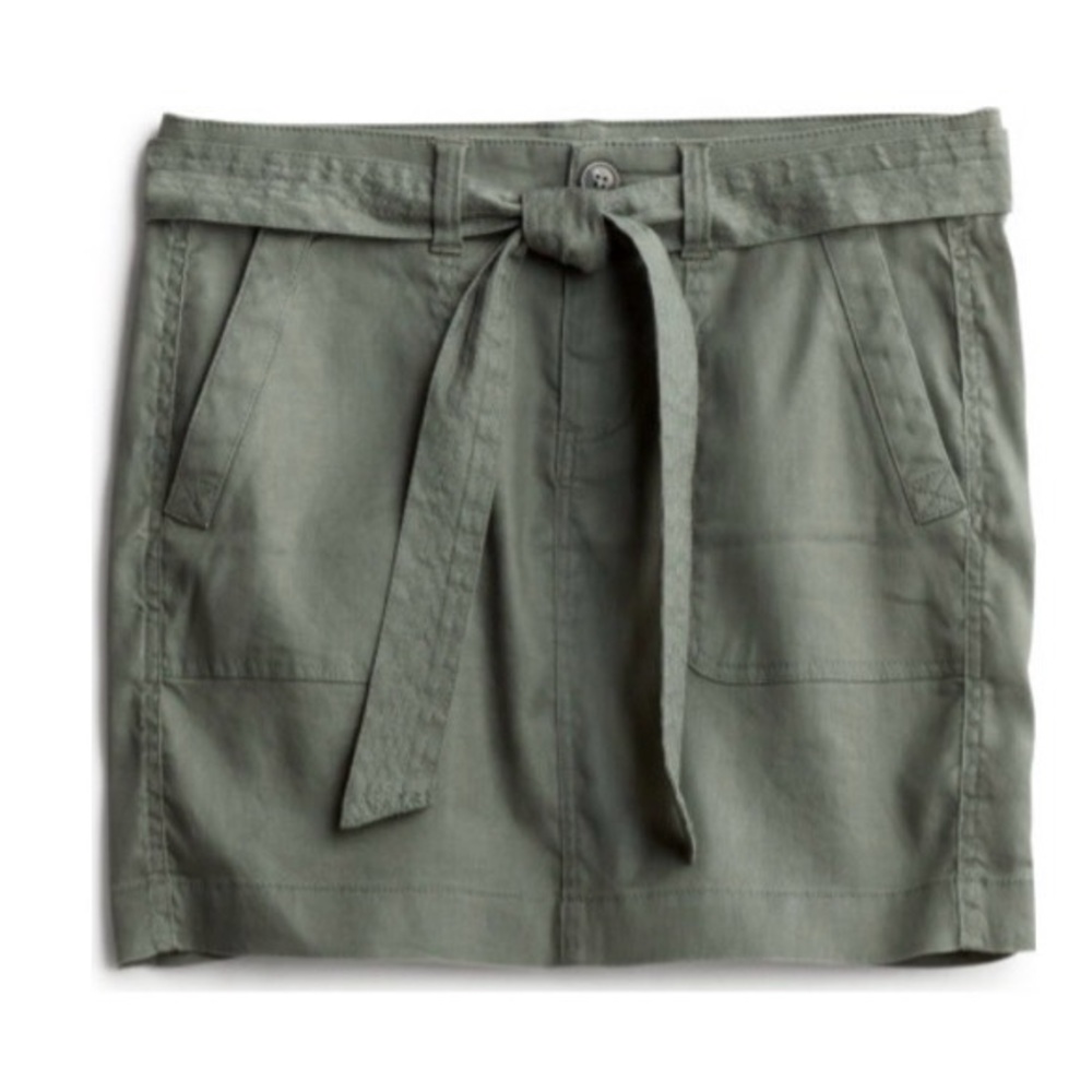 Liverpool Olive Green Mini Skirt with Tie Waist